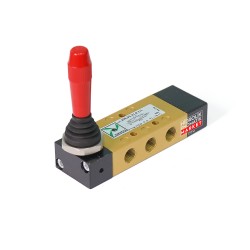 Pneumax 228.53.31.9.1/1 – Manuel Kollu Pnömatik Yön Kontrol Valfi (5/3 Ortada Kapalı)