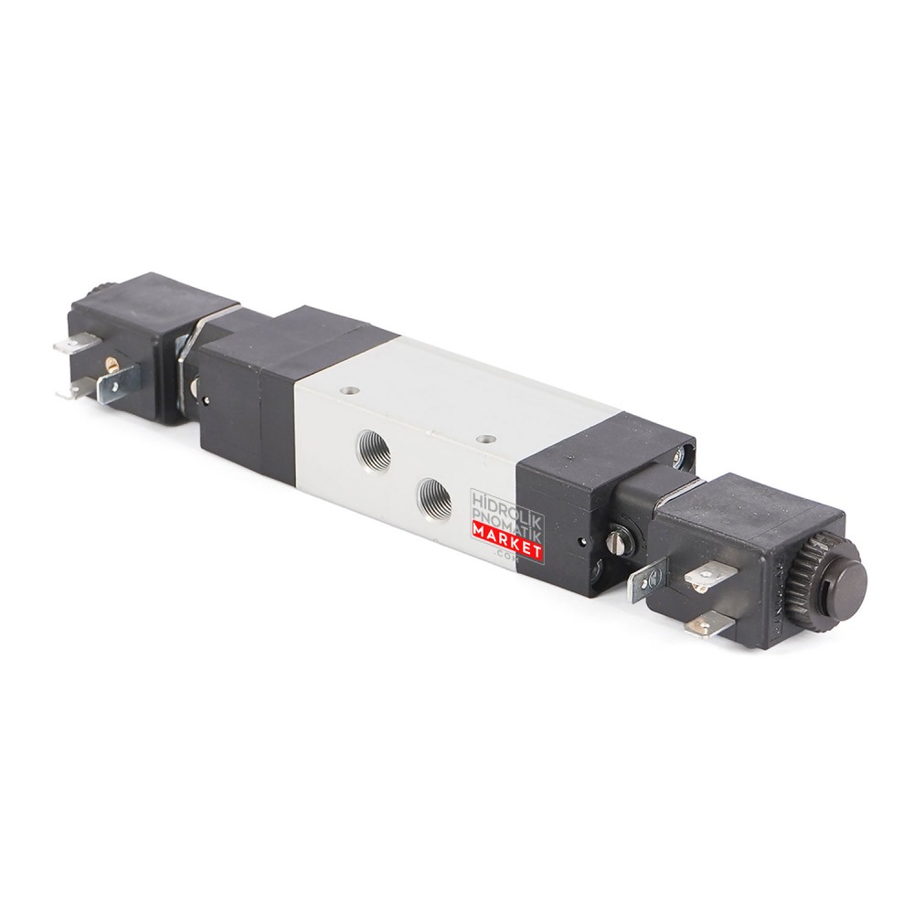 Pneumax 488.53.31.0.0.M11 – Çift Bobinli 5/3 Yön Kontrol Valfi (Orta Kapalı) Pnömatik Valf