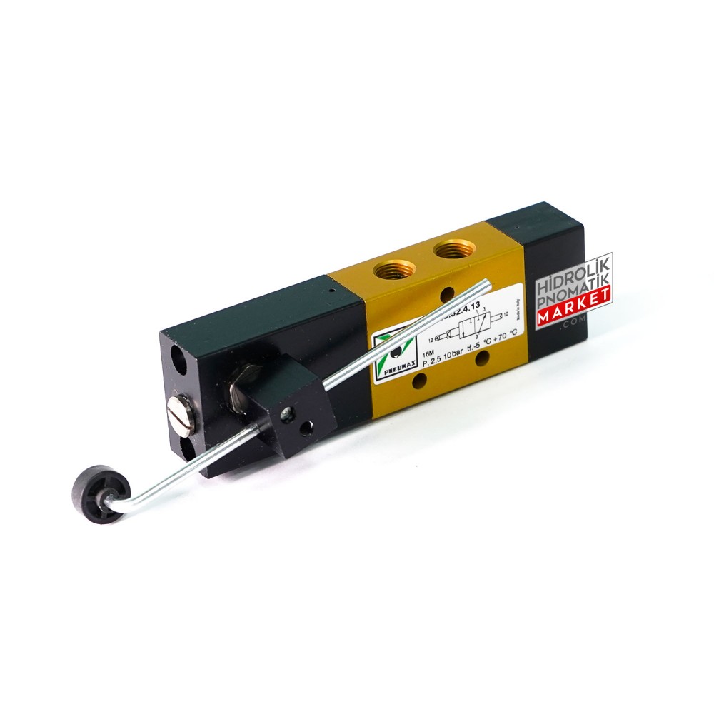 Pneumax 228.32.4.13 – G1/8 3/2 Mekanik Mandallı Roller Lever Valf