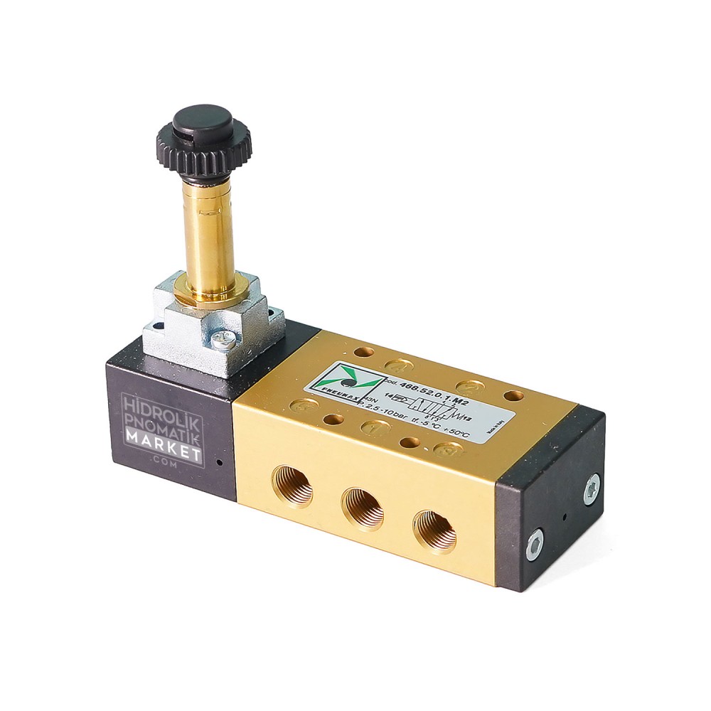 Pneumax 468.52.0.1.M2 – 5/2 Solenoid Valf, Metal Bobinli, G1/4 Bağlantı Pnömatik Valf