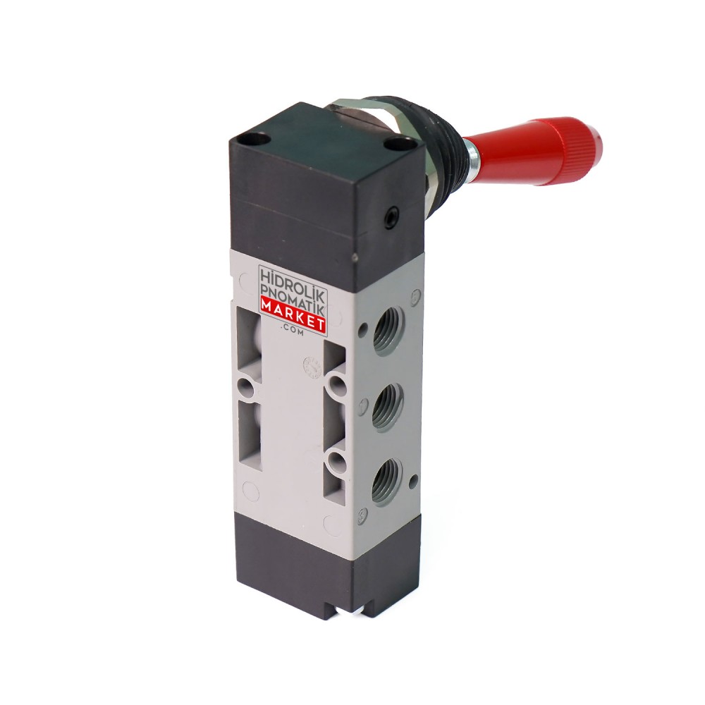 Pneumax T224.52.9/1 – 5/2 Kollu Pnömatik Valf, Manuel Kontrollü, G1/4 Bağlantı