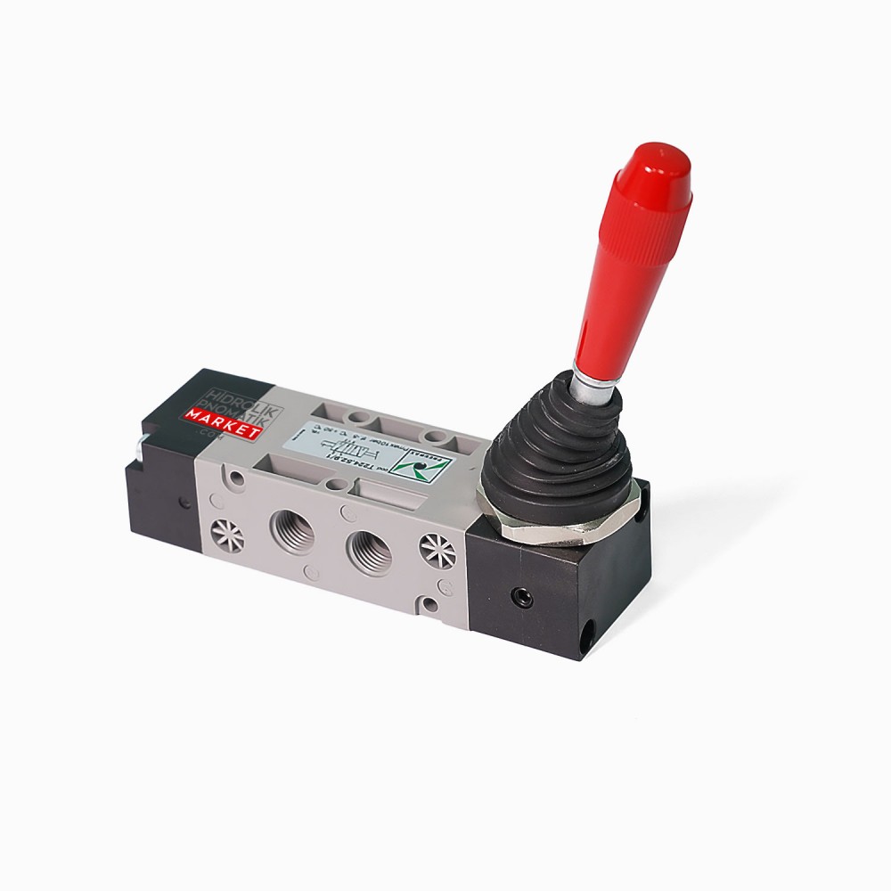 Pneumax T224.52.9/1 – 5/2 Kollu Pnömatik Valf, Manuel Kontrollü, G1/4 Bağlantı