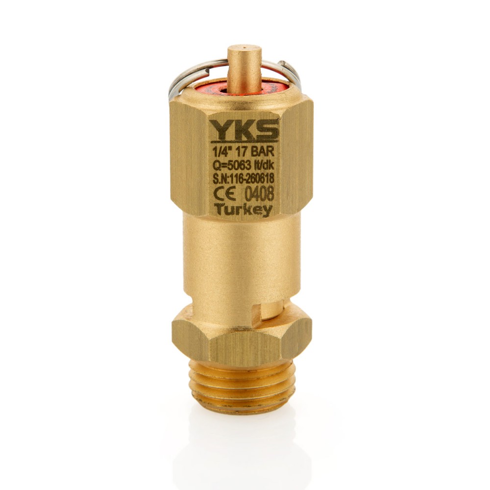 1/4″ 17 Bar Basınç Emniyet Ventili YKS 116 Standart Basınç Emniyet Valfi Su Hava Yağ ve Akışkan Basınç Tahliye Ventili