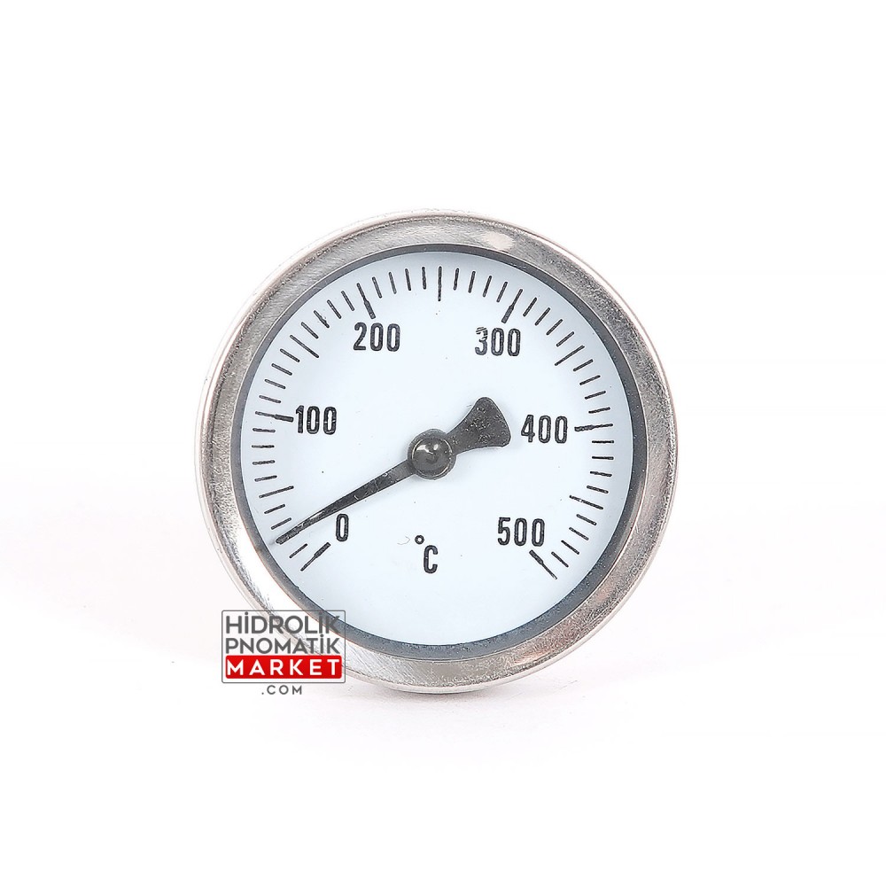 Sıcaklık Ölçer Manometre 0-500C - Isı Sıcaklık Probu Tank - Boru - Proses Manuel Göstergeli Isı Sensörü