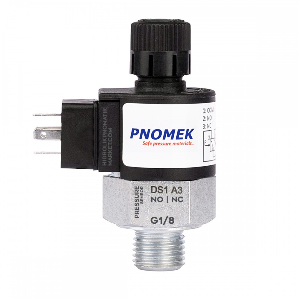 Pnomek DS1 A4 012 1 - 12 Bar Basınç Sensörü G1/8 NO/NC Kontak DIN43650-C Soket Basınç Anahtarı Pnomek DS1 A4 012 1 - 12 Bar Basınç Sensörü G1/8 NO/NC Kontak DIN43650-C Soket Basınç Anahtarı