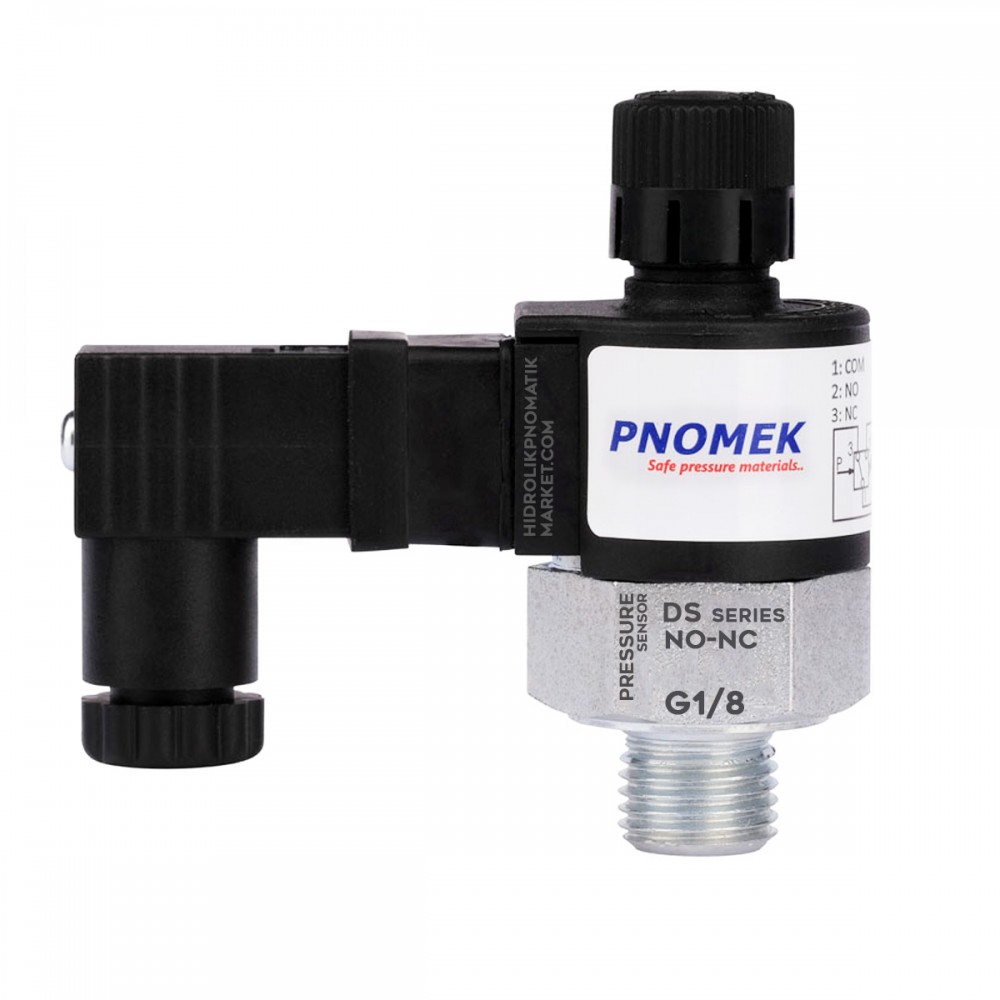 Pnomek DS1 A4 012 1 - 12 Bar Basınç Sensörü G1/8 NO/NC Kontak DIN43650-C Soket Basınç Anahtarı Pnomek DS1 A4 012 1 - 12 Bar Basınç Sensörü G1/8 NO/NC Kontak DIN43650-C Soket Basınç Anahtarı