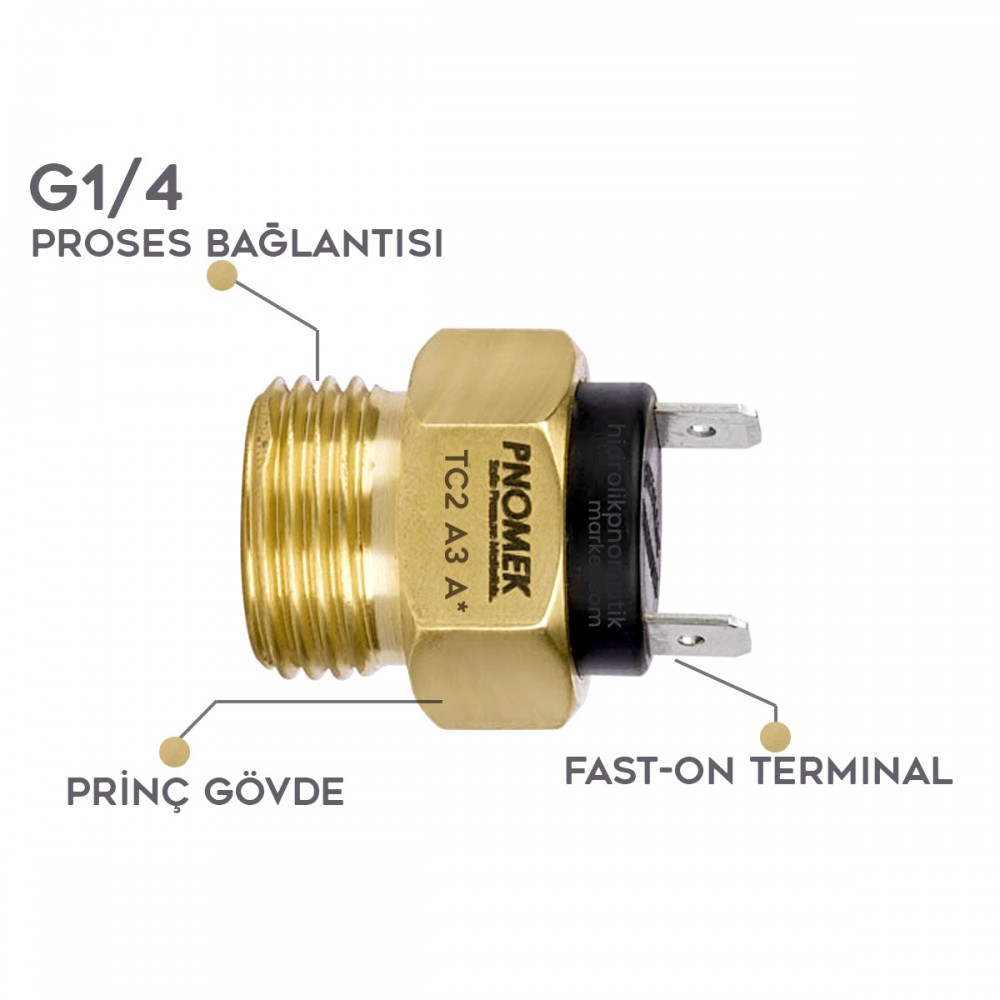 Pnomek TC2 A3 A 40° - 120° Termostat G1/4 NO Açık Kontak Isı Sıcaklık Termostatı Sıcaklık Anahtarı Sensör G1/4