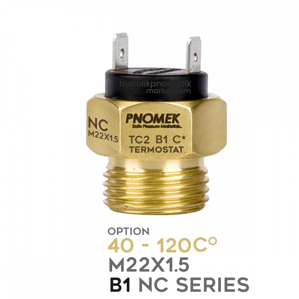 Pnomek TC2 B1 Serisi C40° - C120° Termostat M22X1.5 NC Kapalı Kontak Isı Sıcaklık Termostatı Sıcaklık Anahtarı