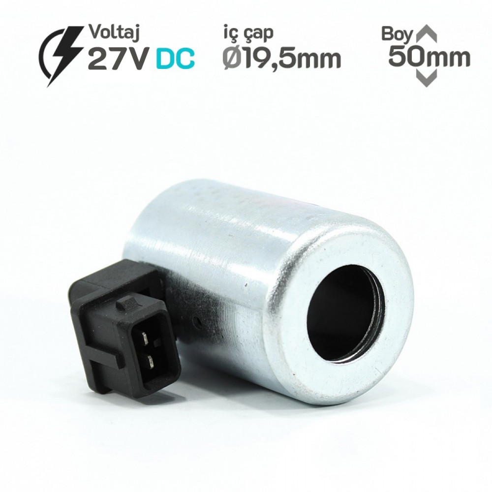 MRT 4471 27V DC Metal İş Makinesi Bobini İç Çap 19,5mm x Boy 50mm -amp 