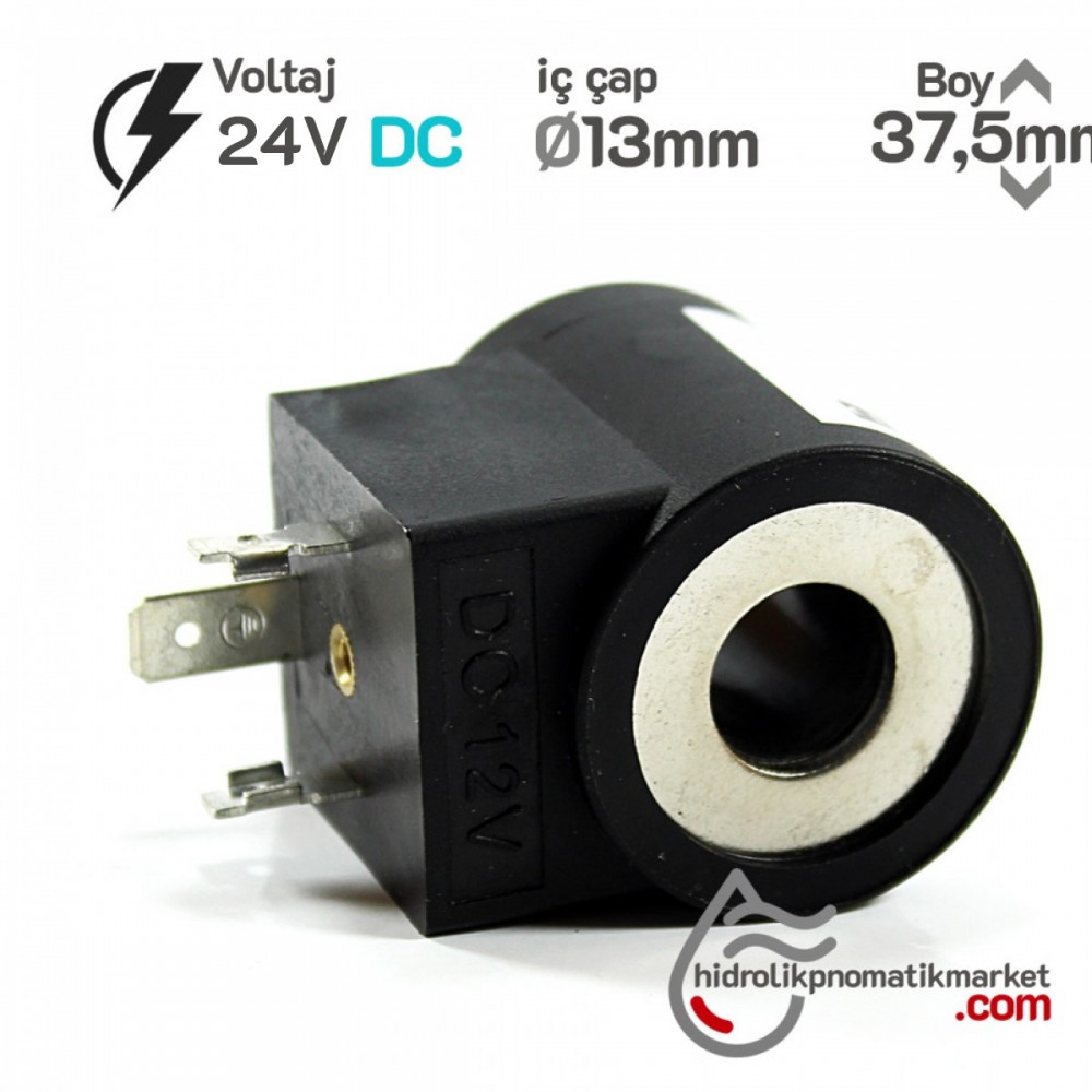 MRT 4104 24V DC Hidrolik Valf Bobini İç Çap 13mm x Boy 37,5mm - DIN 43650