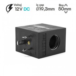 MRT4439 Hidrolik Valf Bobin 12V DC İç Çap 19,3mm x Boy 50mm - DIN 43650 Soket Bobin