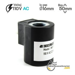 MRT 2007 110V AC Hidrolik Valf Bobini İç Çap 16mm x Boy 50mm - DIN 43650