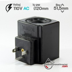 MRT 4390 110V AC Hidrolik Bobini İç Çap 20mm x Boy 51,5mm - Soket 43650