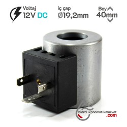 MRT 4348 12V DC Hidrolik Valf Bobini İç Çap 19,2mm x Boy 40mm - DIN 43650