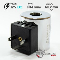 MRT 4431 12V DC Hidrolik Valf Bobini İç Çap 14,1mm x Boy 40,6mm - DIN 43650