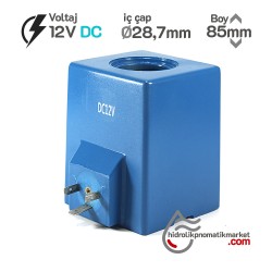 MRT 4443 12V DC Hidrolik Valf Bobini İç Çap 28,7mm x Boy 85mm - DIN 43650 MRT 4443 12V DC Hidrolik Valf Bobini İç Çap 28,7mm x Boy 85mm - DIN 43650