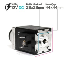 MRT 4491 12V DC Vidalı Hidrolik Valf Bobini vida delik merkezi 28x28mm kare 44x44mm - DIN 43650