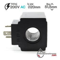MRT 4390 200V AC Hidrolik Bobini İç Çap 20mm x Boy 51,5mm - Soket 43650