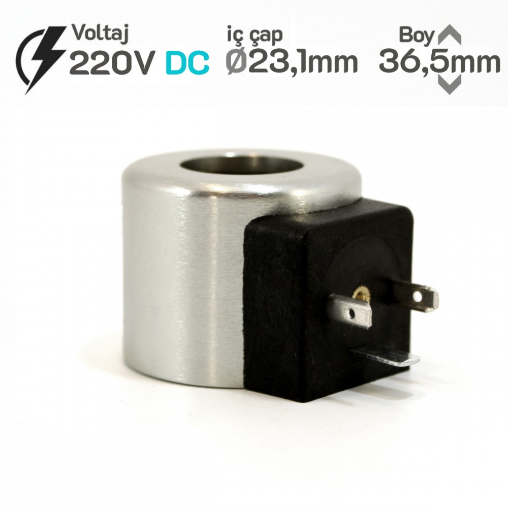 MRT 4377 220V DC Hidrolik Bobin İç Çap 23,1mm x Boy 36,5mm - DIN 43650 MRT 4377 220V DC Hidrolik Bobin İç Çap 23,1mm x Boy 36,5mm - DIN 43650