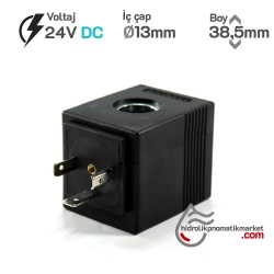 MRT 4451 24V DC Hidrolik Valf Bobini İç Çap 13mm x Boy 38,5mm - Soketli MRT 4451 24V DC Hidrolik Valf Bobini İç Çap 13mm x Boy 38,5mm - Soketli