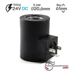 MRT 4453 24V DC Hidrolik Valf Bobini İç Çap 20,6mm x Boy 61mm - Soketli MRT 4453 24V DC Hidrolik Valf Bobini İç Çap 20,6mm x Boy 61mm - Soketli