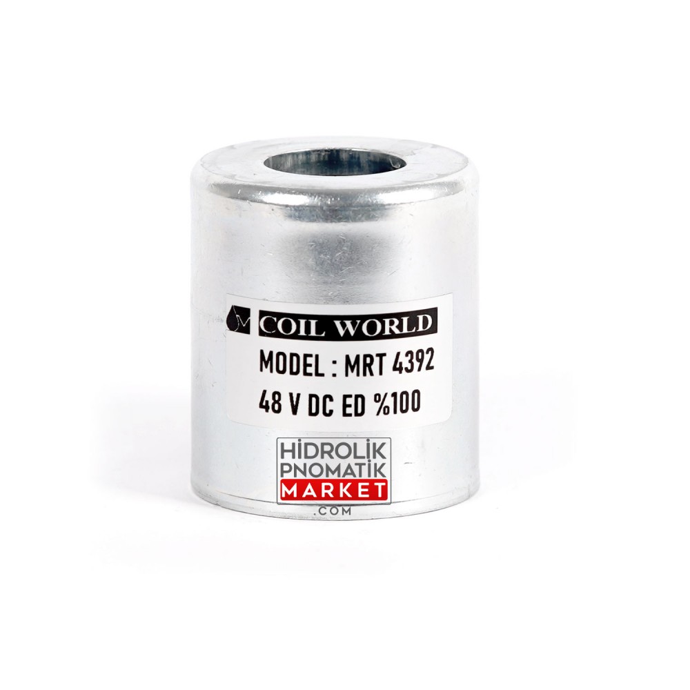 Coil World MRT 4392 48V DC Hidrolik Valf Bobini İç Çap 22mm -26 mmx Boy 52mm - DIN 43650