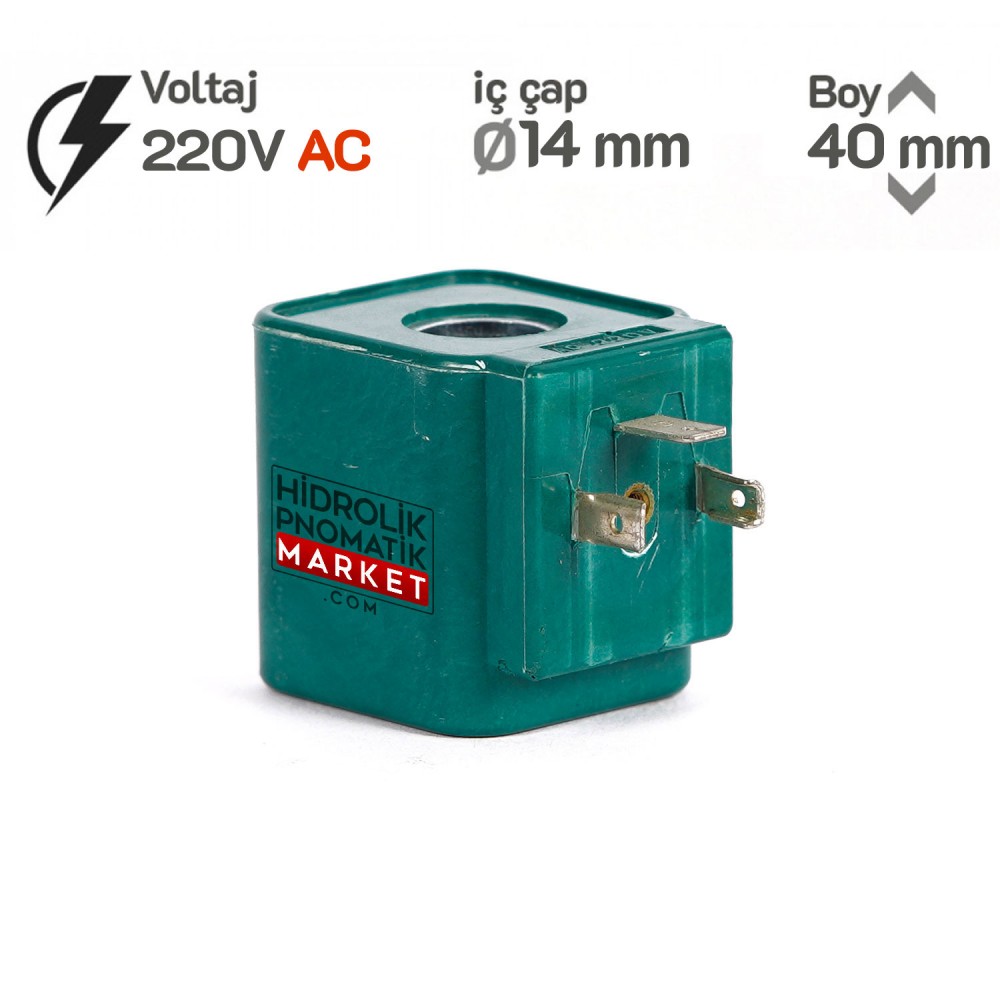 MRT 4495 220V AC Hidrolik Valf Bobini İç Çap 14mm x Boy 40mm - DIN 43650