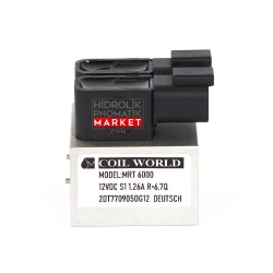Oransal Valf MRT 6001 1,26A Hidrolik Valf Bobini 2DT7709050G12 - 12VDC 1.26A DEUTSCH Soket Hawe