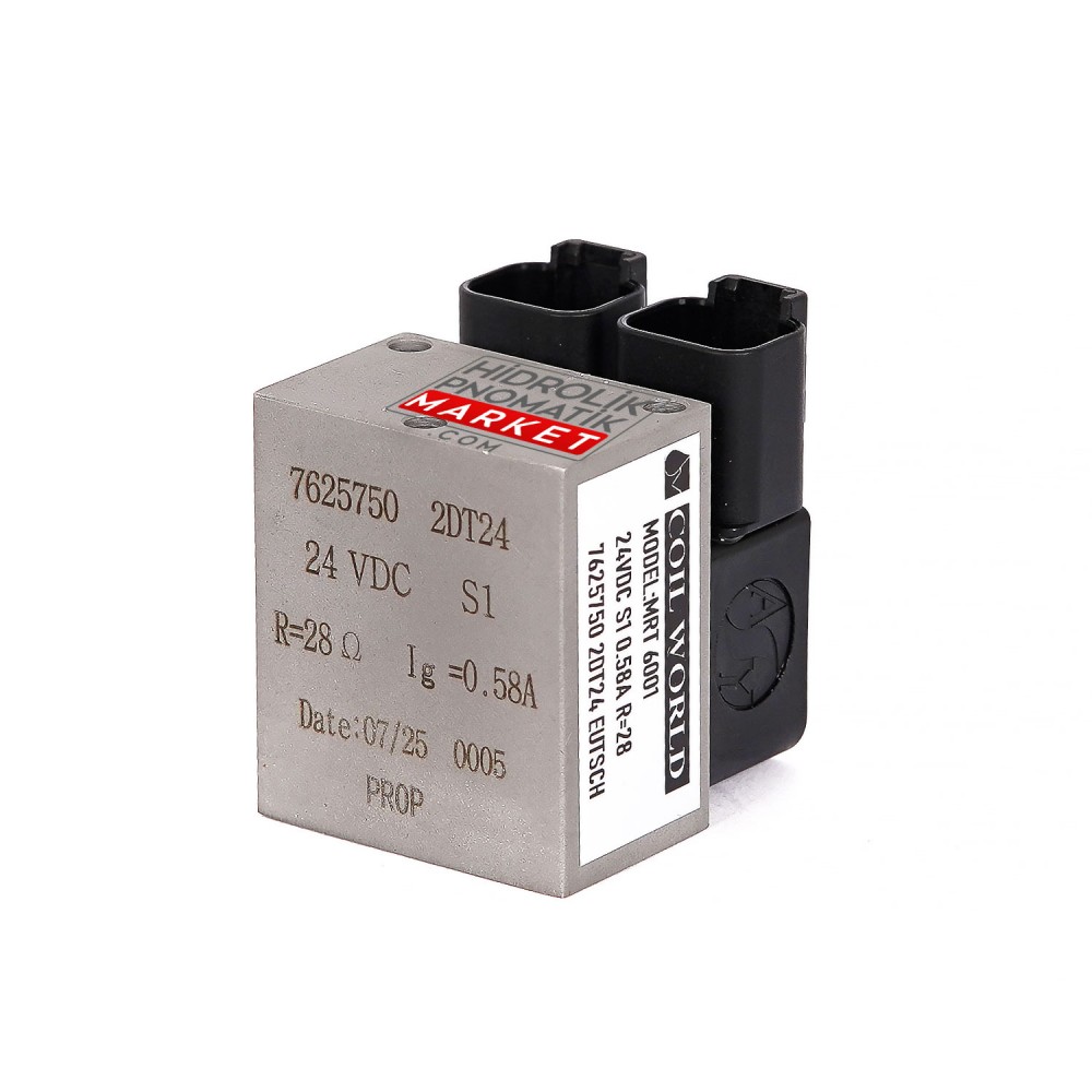MRT 6001 Oransal Hidrolik Valf Bobini 7625750-2DT24 24VDC 0.58A MRT6001 DEUTSCH Soket Hawe