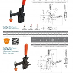 Kukamet 242-2 SerisiDikey Taban Hızlı Bağlantı Elemanı Seri 242 Tüm Modeller Toggle Clamp
