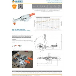 Kukamet 121-3 Yatay - Alçak Tabanlı Otomatik Ayarlı Bağlantı Elemanları Toggle Clamp 