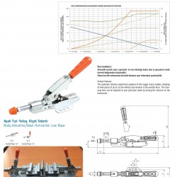 Kukamet 551-3 Yatay - Alçak Tabanlı Otomatik Ayarlı Bağlantı Elemanları Toggle Clamp 