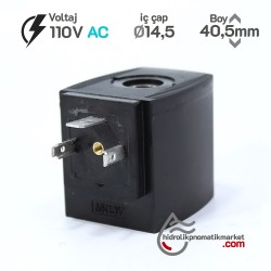 MRT4045 Pnömatik Valf Bobin 110V AC İç Çap 14,5mm x Boy 40,5mm - DIN 43650 Soket Bobin