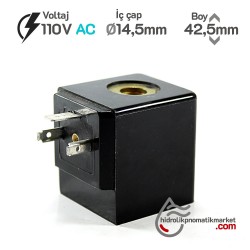 MRT4049 Pnömatik Hava Ventil Valf Bobini 110V AC İç Çap 14,5mm x En 35mm x Boy 42,5mm - DIN 43650 Soket Bobin