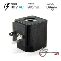 MRT4113 Pnömatik Hava Ventil Valf Bobini 110V AC İç Çap 15mm x Boy 39mm - DIN 43650 Soket Bobin