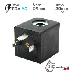 MRT4130 Pnömatik Hava Ventil Valf Bobini 110V AC İç Çap 9mm x Boy 30mm - DIN 43650 Soket Bobin