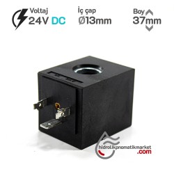 MRT2010 Pnömatik Valf Bobin 24V DC İç Çap 13mm x Boy 37mm - DIN 43650 Soket Bobin