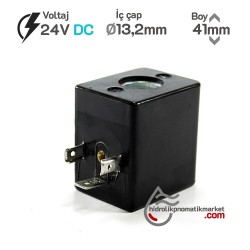 MRT4042 Pnömatik Valf Ventil Bobin 24V DC İç Çap 13,2mm x Boy 41mm - DIN 43650 Soket Bobin