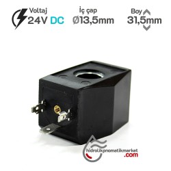 MRT4043 Pnömatik Valf Ventil Bobin 24V DC İç Çap 13,5mm x Boy 31,5mm - DIN 43650 Soket Bobin