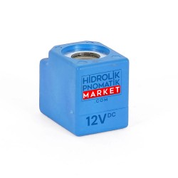 TORK 12V Pnömatik Hava Ventil Valf Bobini 12V DC İç Çap 15x15mm x Boy 39mm - DIN 43650 Soket Bobin