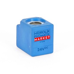 TORK 24V DC Pnömatik Hava Ventil Valf Bobini 24V DC İç Çap 15x15mm x Boy 39mm - DIN 43650 Soket Bobin