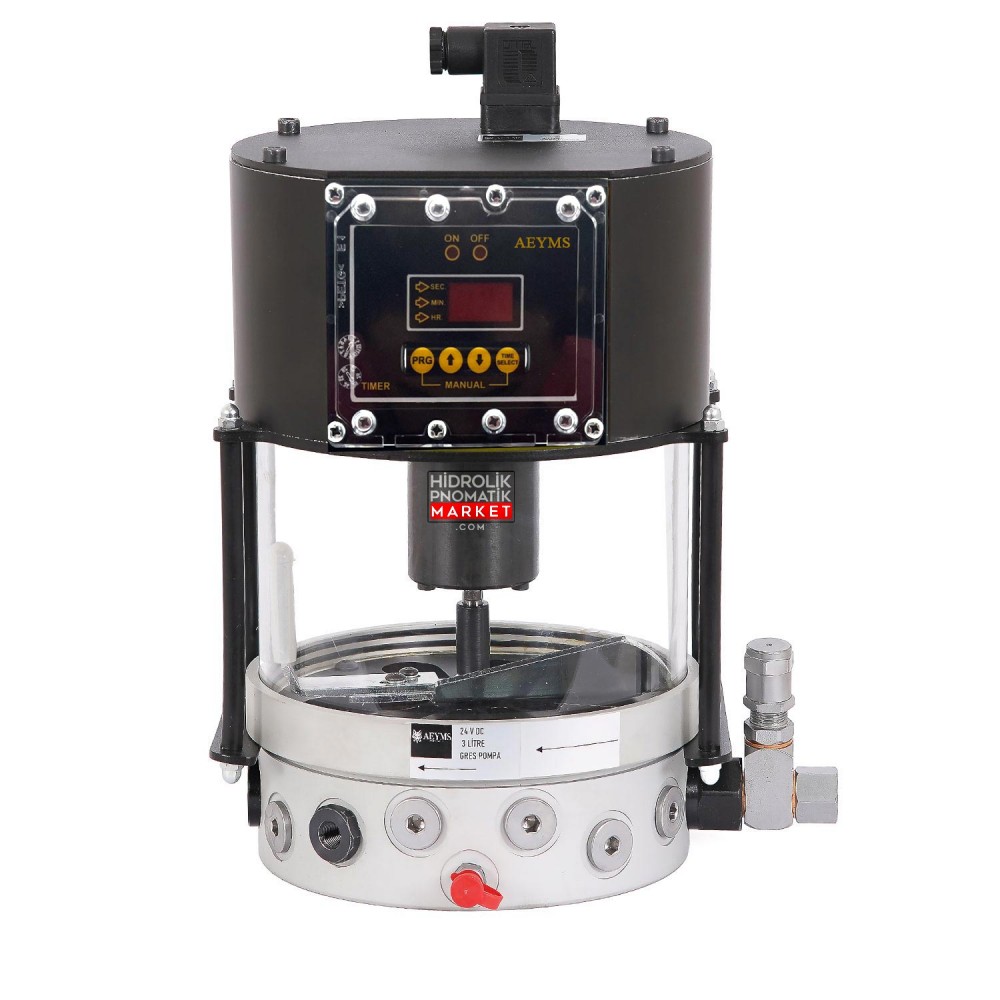 Zamanlayıcılı Gres Hat Yağlama Ünitesi 7 Kg 220V / 110V AC Sabit Yağ Pompası Bağlantı R1/8" - R1/4" 