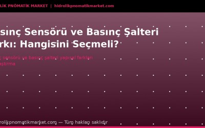 Basınç Sensörü ve Basınç Şalteri: Farklar ve Seçim Rehberi