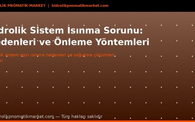 Hidrolik Sistemde Aşırı Isınma: Isınma Sorunu Nedenleri ve Kalıcı Çözümler