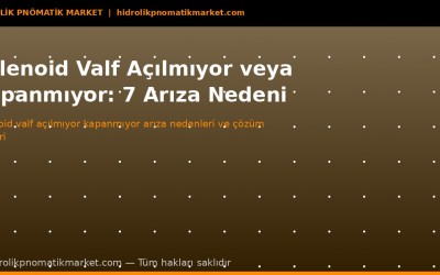 Selenoid Valf Arızası: 7 Neden ve Adım Adım Çözüm